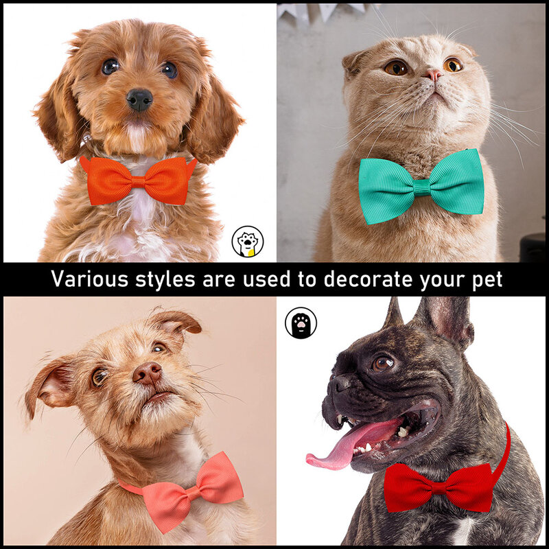 Bulk Solid Small Dog Bowtie Pet Dog  Bow Ties Collar For Dogs Cats Summer Pet Dog Bows Small Dog Cat Grooming Accessories