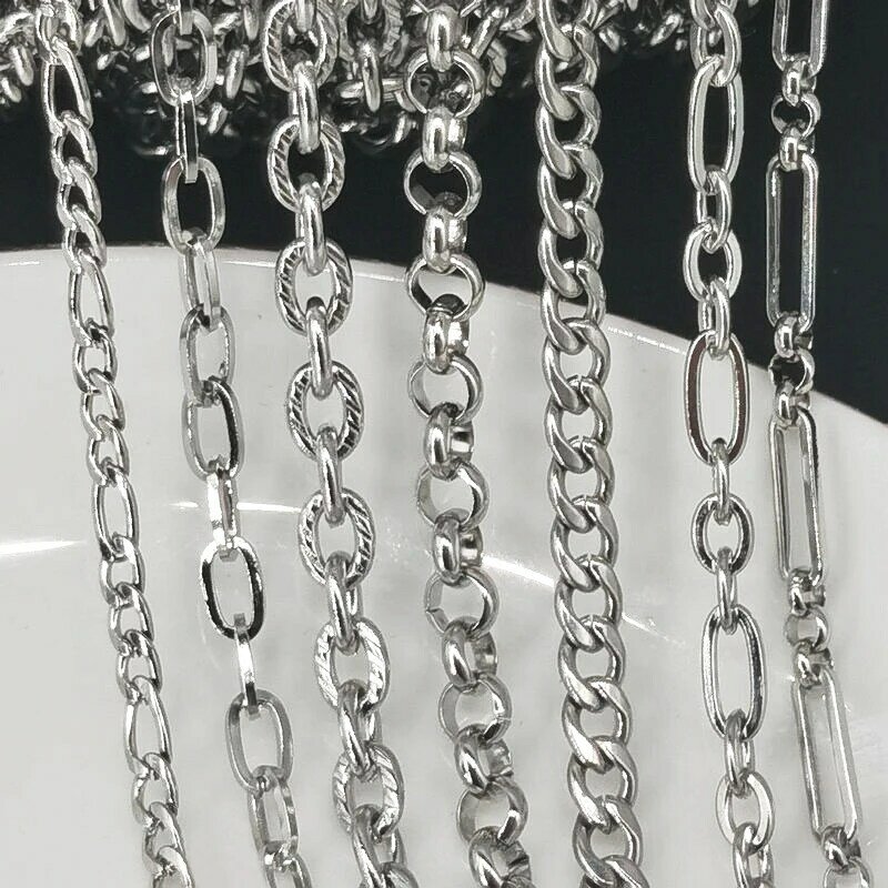 1 metr stal naszyjnik ze stali łańcuch do tworzenia biżuterii DIY 1:3 NK Rolo Cable Link Curb łańcuchy gruby łańcuch akcesoria do bransoletki
