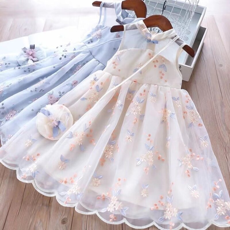 Summer Children Princess Dress Baby Girl Dress elegante Formal Party Pageant Prom costumi di stoffa di cotone Oriental Fairy Free Bag