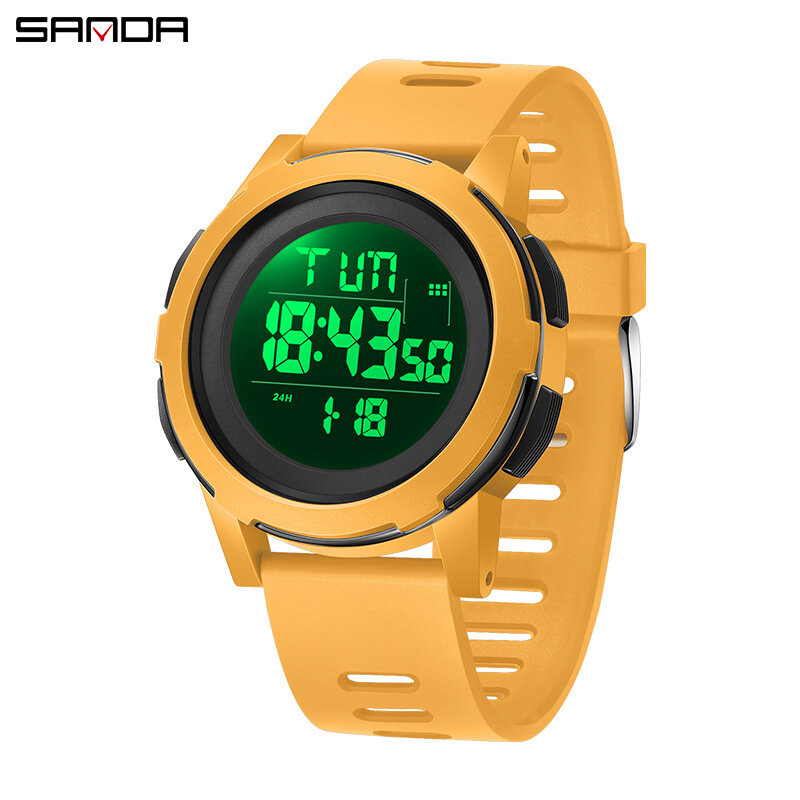 Электронные часы SANDA 2188, модные, простые, уличные, ночные, водонепроницаемые, с будильником, цифровой дисплей, силиконовый ремешок, часы для студентов