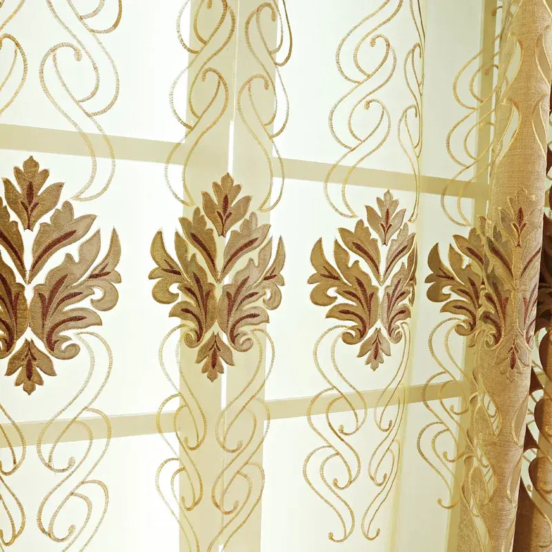 European Jacquard Chenille Shade Curtains for Living Dining Room Bedroom Villa Window Curtain Luxury Door Curtain Embroidery