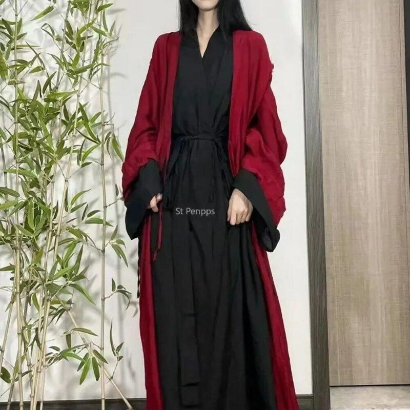 Robe Hanfu traditionnelle chinoise pour femme, costume de cosplay de la dynastie Song, robe rouge verte, prairie, chinois, 2023