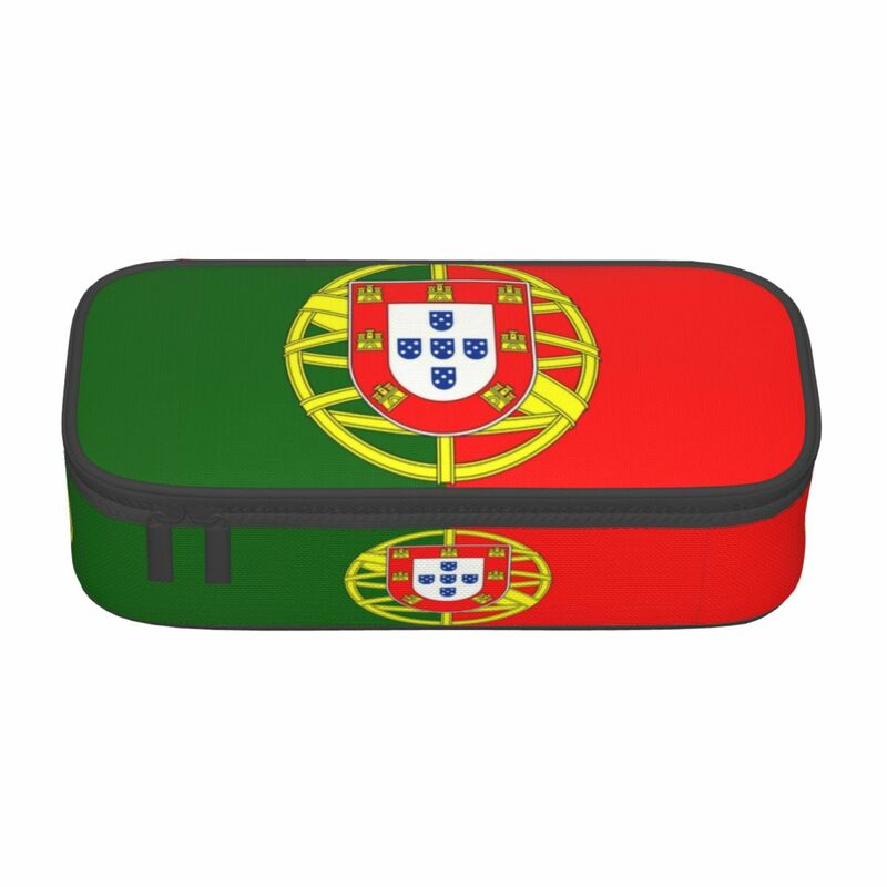 Custom Flag Of Portugal Cute Pencil Case Girl Boy Big Capacity Portuguese Republic Coat of Arms Pencil Pouch Students Stationery