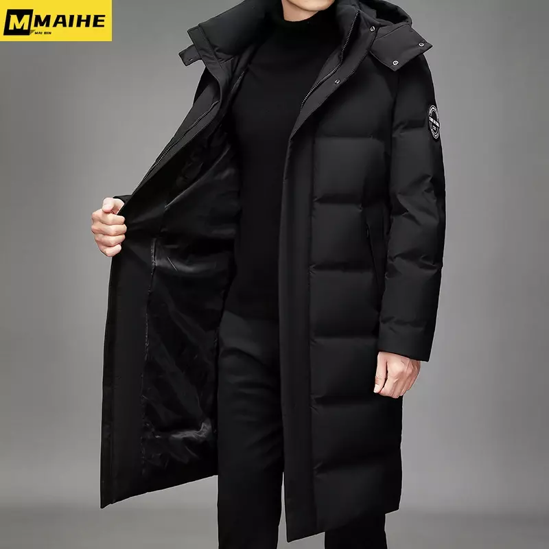 Chaqueta larga con capucha para hombre, abrigo cálido a prueba de viento para exteriores, esquí, elegante, 5XL talla grande, invierno, 2023