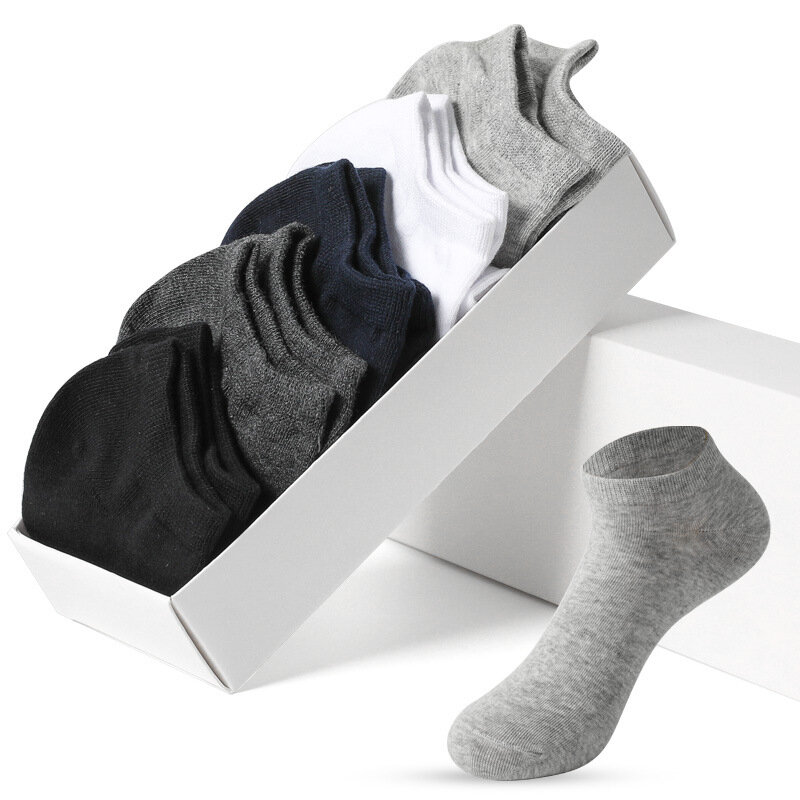 5 paia di calzini da uomo in tinta unita in scatola calzini a tubo medio in cotone calzini sportivi traspiranti che assorbono il sudore
