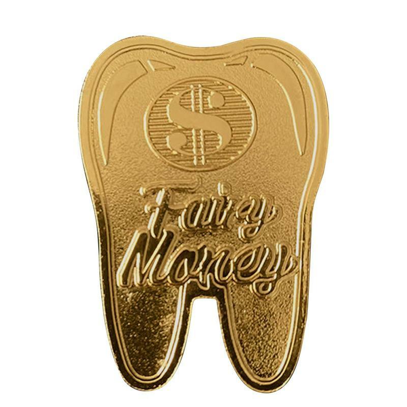 Koin bentuk gigi berlapis emas anak-anak Kreatif Berharap koin dekorasi rumah Souvenir tantangan koin Souvenir tantangan koin keberuntungan