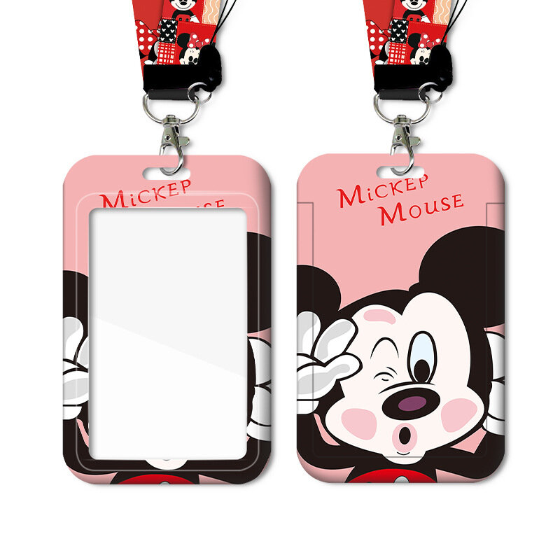 Disney Mickey Maus Cartoon PVC Karte Halter Minnie Original Student Anti-verloren Hängenden Hals Tasche Anime Lanyard ID Karte fall Geschenke