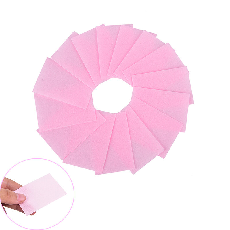 100個ピンク糸くずの出ないすべてのためのマニキュアネイルポリッシュリムーバーパッド紙cuttonパッドマニキュアペディキュアゲルツール