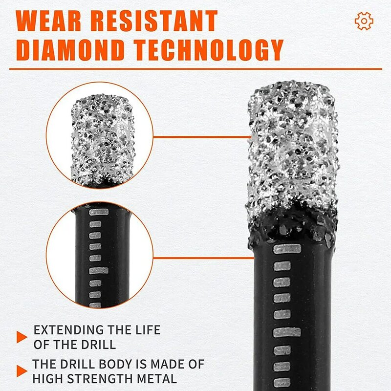 Dry Diamond Drill Bits Set For Granite Ceramic Marble Tile Stone Glass Hard Material Hex Shank Masonry Hole Saw Drill Bit 6-12mm