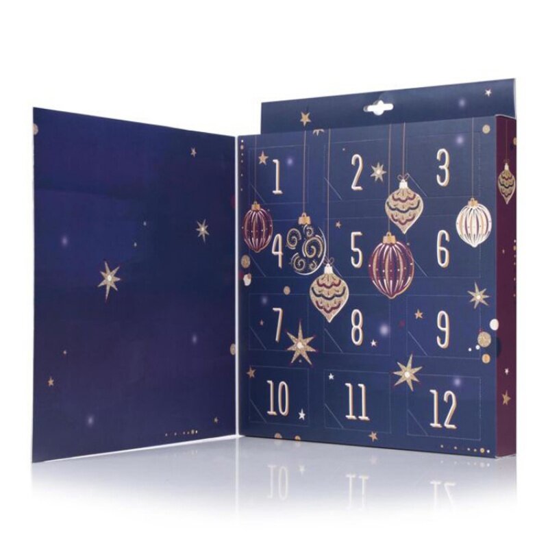 Prodotto personalizzato all'ingrosso di lusso 12 24 giorni cassetto in cartone regalo confezione di cioccolato scatola calendario dell'avvento personalizzata