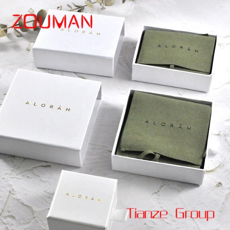 Cajas de embalaje de joyería con logotipo personalizado impreso, cajón de papel blanco, caja de embalaje de joyería deslizante de regalo