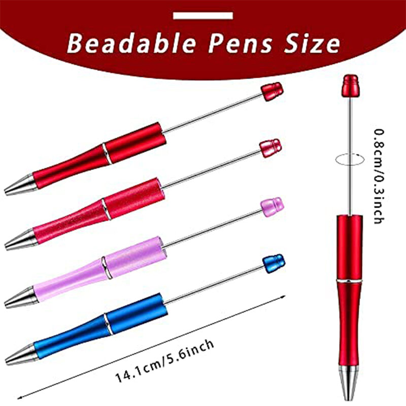 Bolígrafo con cuentas de plástico para niños y estudiantes, bolígrafos con cuentas de tinta negra, bonitos y geniales para hacer regalos, 25 piezas