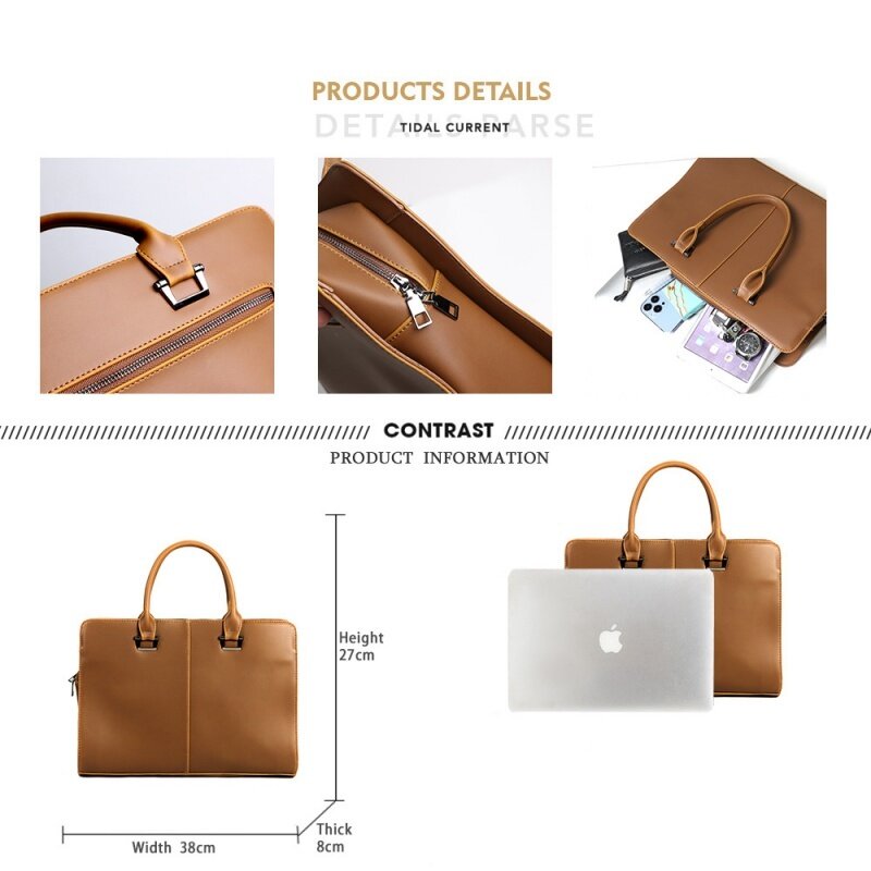 Luxury Retro Soft Leather Men Briefcases New Fashion Handbags Male Business Crossbody Bag Classic Office Laptop Bags