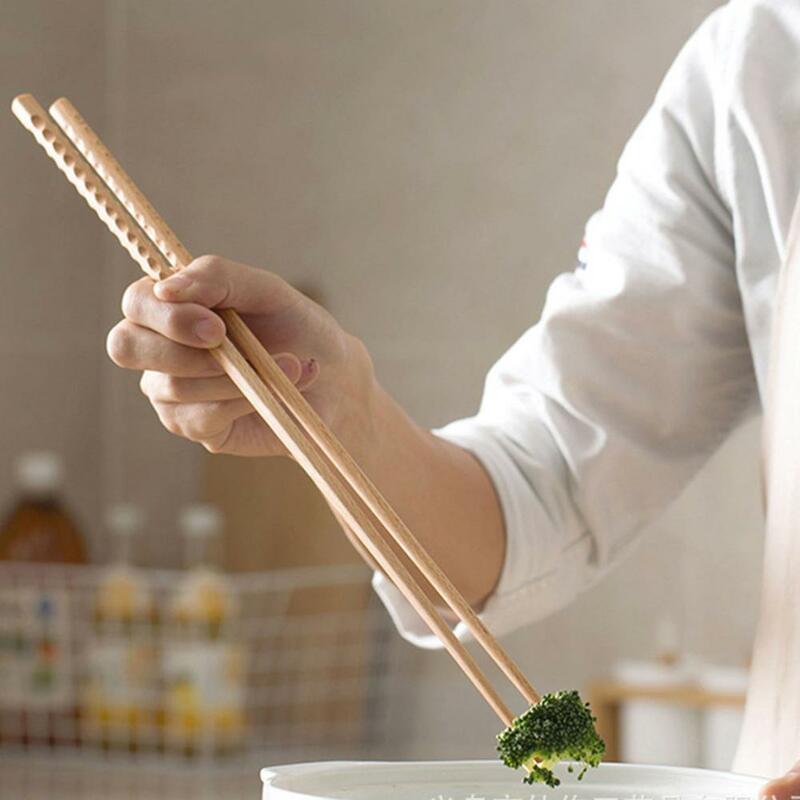 1pair Of Extra Long Beech Wooden Noodles Kitchen Cooking Frying Chopsticks For Home Kitchen Tableware