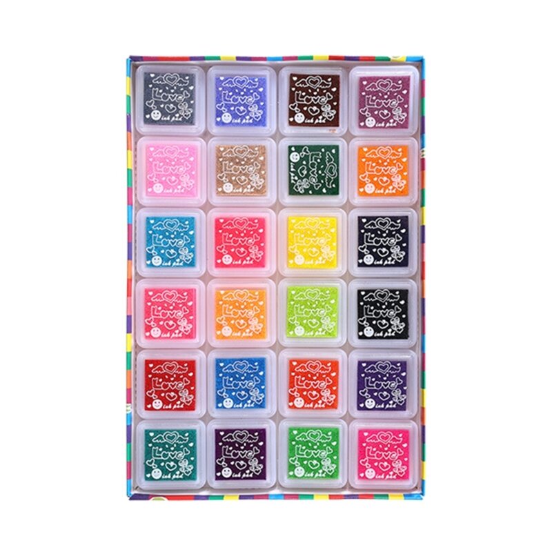 Craft Rainbow Ink Pads wasch bare Finger Ink Pads Set von 12/24 Farben Craft Stamp Pad für Papier Holz Stoff, Scrap book