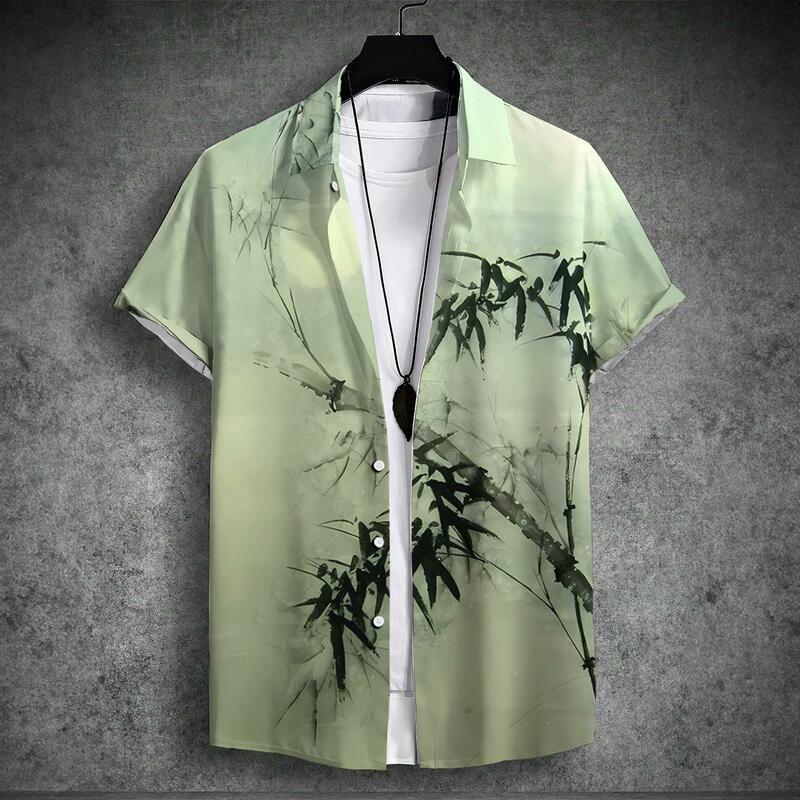 Camicia a maniche corte da uomo nuova 2024 camicia da uomo hawaiana stampata in stile cinese di grandi dimensioni camicia da uomo casual e confortevole