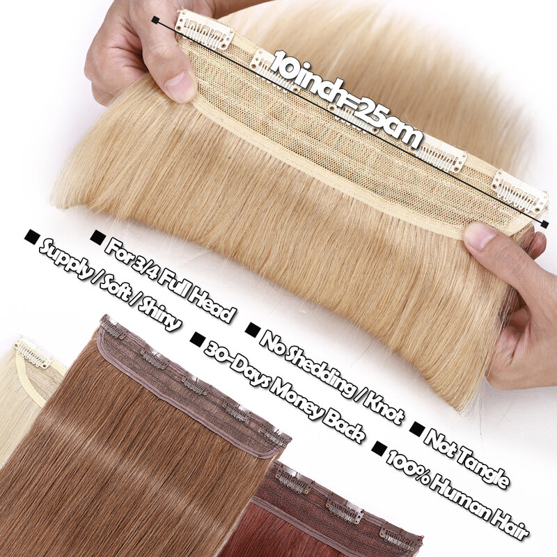 SEGO-Extensión de cabello humano liso, postizo de 10-24 pulgadas, 5 Clips, color marrón degradado, Natural, fino, 40g-60g