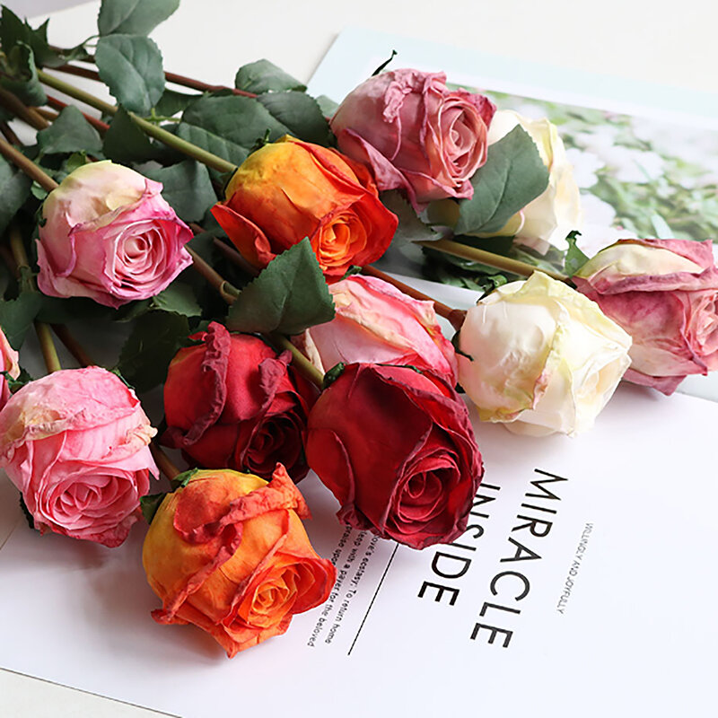 Искусственные розы, искусственные розы ручной работы для домашнего свадебного декора, цветок, Шелковый цветок для гостиной, Рождественская ваза, Декор