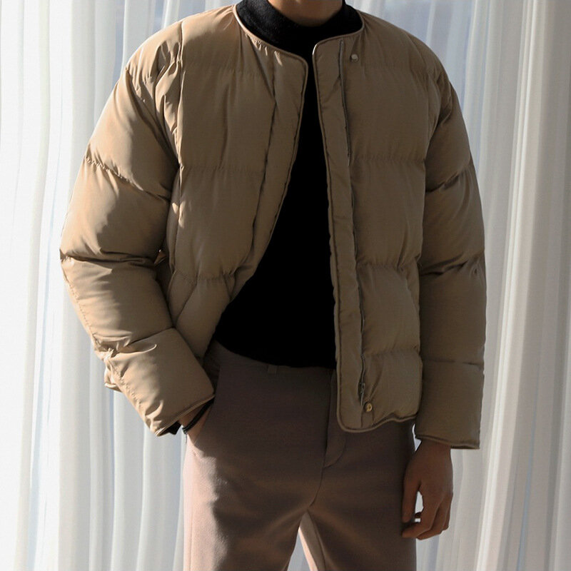 Zimowa gruba bawełniana kurtka męska stójka krótka bawełniana kurtka luźny strój na chleb dla chłopca koreańska wersja bawełniana