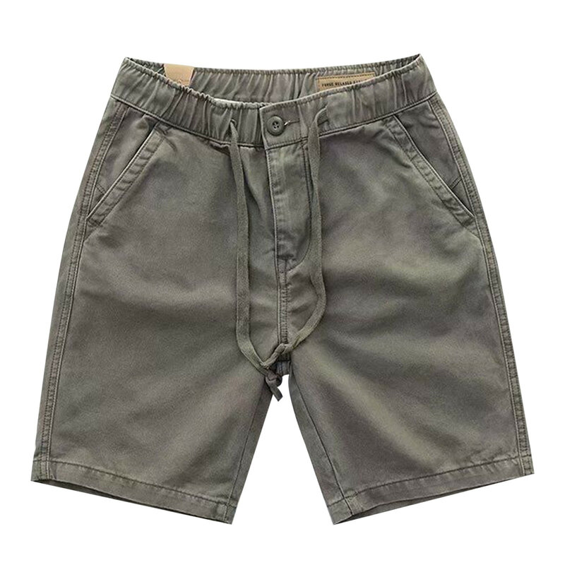 Summer Breathable Cargo Shorts Men Elastic Waist Drawstring Casual Loose Male Men'S Short Pants Sportswear Boys Trousers 2024