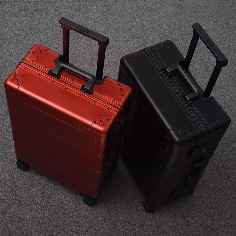 Деловой чемодан на колесиках серебристого цвета, 20/24/26/28 дюймов, высококачественный алюминиевый чемодан на колесиках