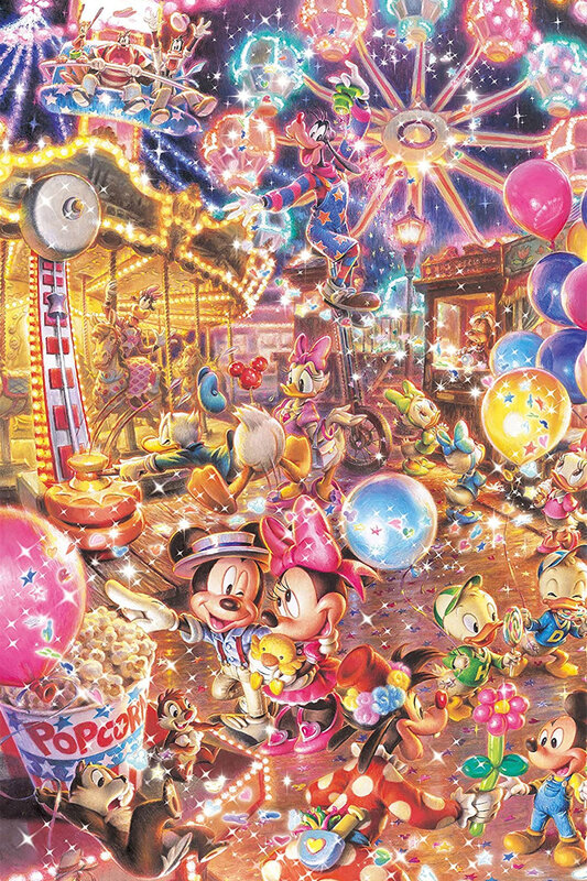 Disney Mickey Mouse Puzzle 35/300/500/1000 buah, teka-teki kertas karakter kartun untuk dekorasi rumah mainan edukasi anak-anak