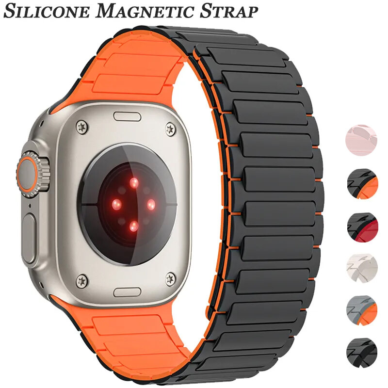 Cinturino sportivo magnetico per Apple Watch Ultra 2 49mm 45mm 44 42mm 38 40 41mm cinturino in Silicone per iWatch series 9 8 7 6 5 4 ultra