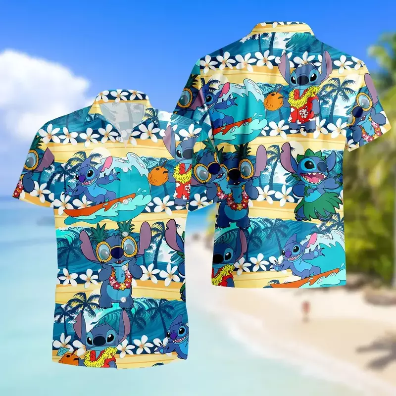 Hawaiian shirts Summer fashion short-sleeved shirts Men's and women's casual beach shirts