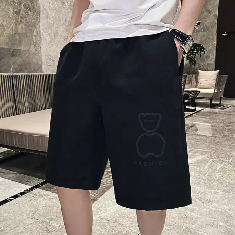 Męskie szorty bojówki czarne z kieszeniami męskie bermudy krótkie spodnie Harajuku luźna odzież uliczna designerska elastyczna talia darmowa wysyłka