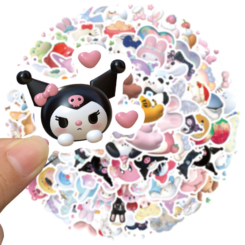 Autocollants Sanurgente Hello Kitty Kuromi Cinnamoroll, décalcomanies de dessin animé bricolage, jouets mignons, valise, téléphone, ordinateur portable, mixte, 10 pièces, 30 pièces, 50 pièces, 110 pièces