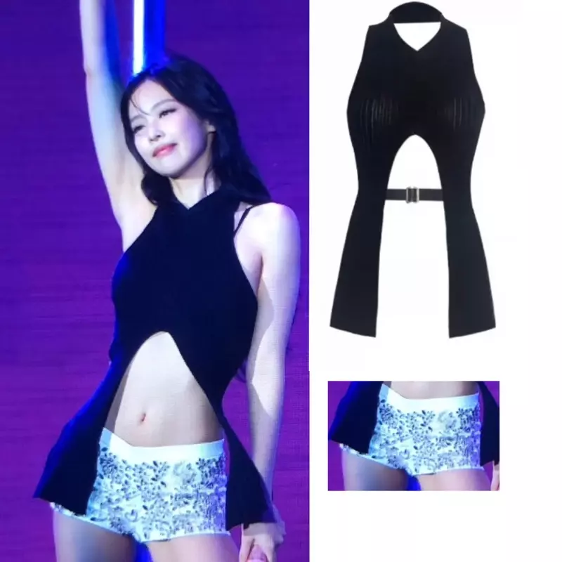 Singer Group Kpop Dance Outfit Sexy Cutout Top Sequins Shorts Women Jazz Dance Costume Stage Performance Gogo Wear DWY9394