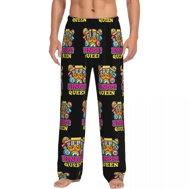 Queen Bingo personalizado calças de pijama masculino, pijamas, lounge, fundo do sono, estiramento com bolsos, melhor peça