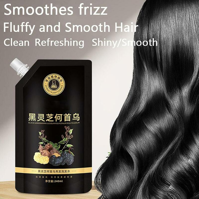 Sampo rambut Multiflorum sampo He Shou Wu sampo rambut hitam terbalik sampo rambut untuk pembersihan mendalam alami rambut abu-abu 240 G2V5