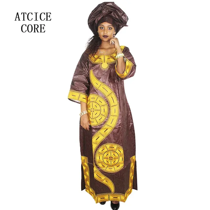 Robe africaine longue brodée avec écharpe pour femmes, design à la mode, nouvelle collection, LA009 #