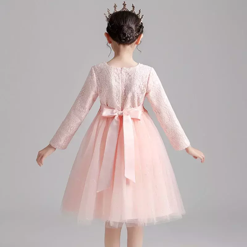 Vestido de princesa infantil, Vestido feminino, Roupa de Outono, Malha, Performance de Piano, Novo, Outono, 2023