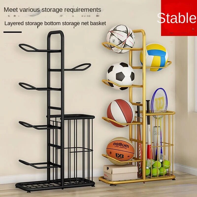 Rack de armazenamento simples para basquete infantil, futebol, voleibol, raquete de badminton, bola rack, casa interior