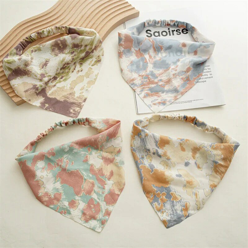 Spring and summer new pastoral flower headband floral headband women elastic band elastic triangle towel all-match head jewelry
