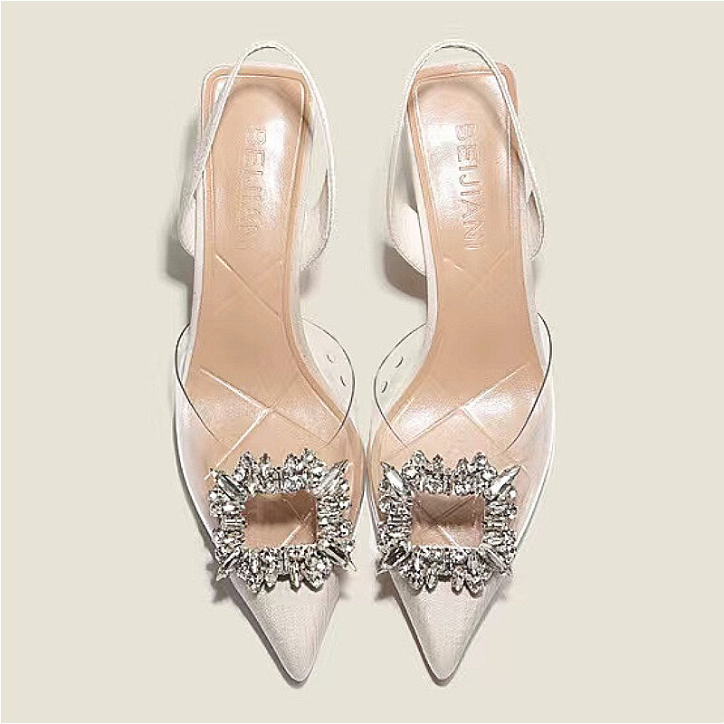 BCEBYL Spring and Autumn Fashion New Sexy Banquet Comfortable Crystal Transparent Solid Color Pointed Toe Women's High Heels