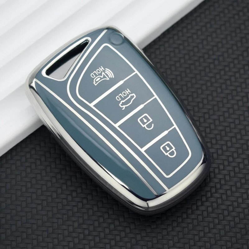 Casing Kunci Mobil 3 4 Tombol untuk Hyundai Santa Fe Sport Ix45 Equus Centennial Genesis G80 Grandeur Azera 2013-2016 Sampul Fob