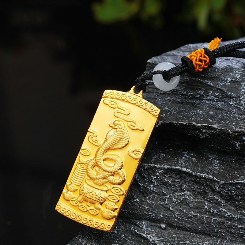 Kalung emas asli berlapis 100% K tahan lama, kalung jimat kecil barang asli zodiak emas dengan tali Guanyin liontin untuk pria