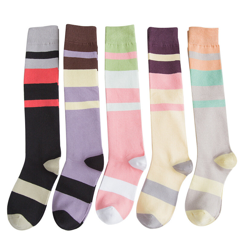 Meias compridas para mulheres, meias de algodão monocromáticas, casuais, esportivas, meias de bezerro quentes, moda coreana, estilo japonês