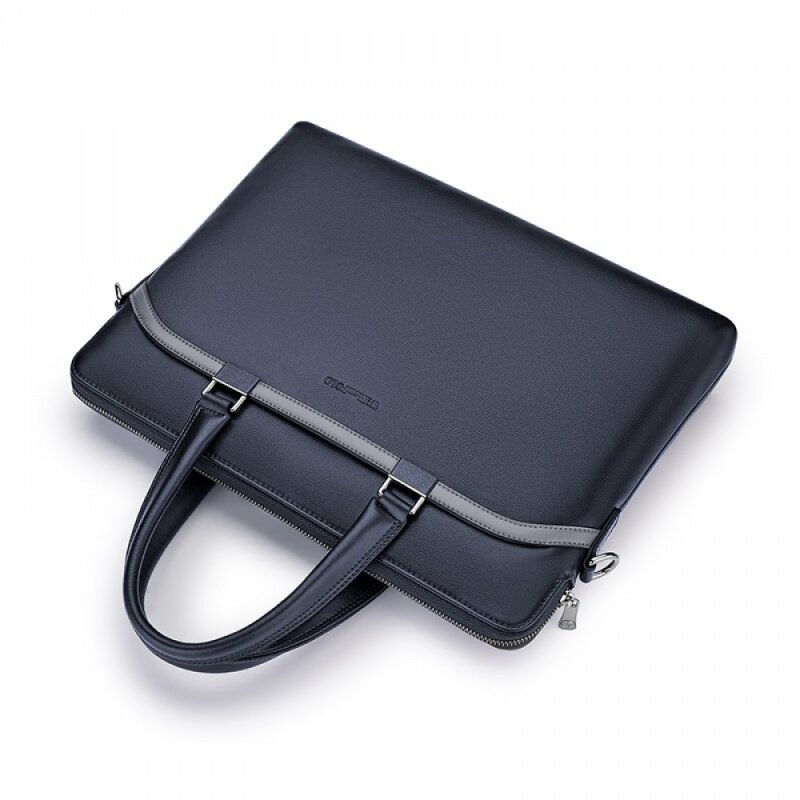 King Barrow-maletín de cuero genuino para hombre, bolsa para ordenador portátil de 15 pulgadas, primera capa de piel de vaca