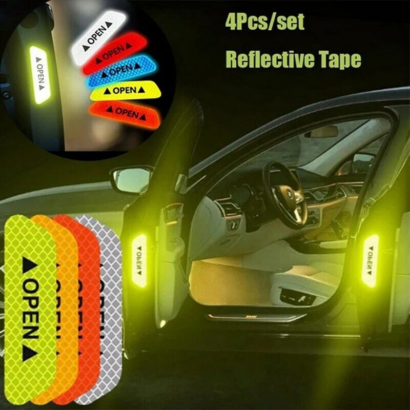 Cinta reflectante para coche, pegatina de advertencia de 4 piezas, accesorios exteriores para Chevrolet Cruze OPEL MOKKA ASTRA J Hyundai Solaris Accent