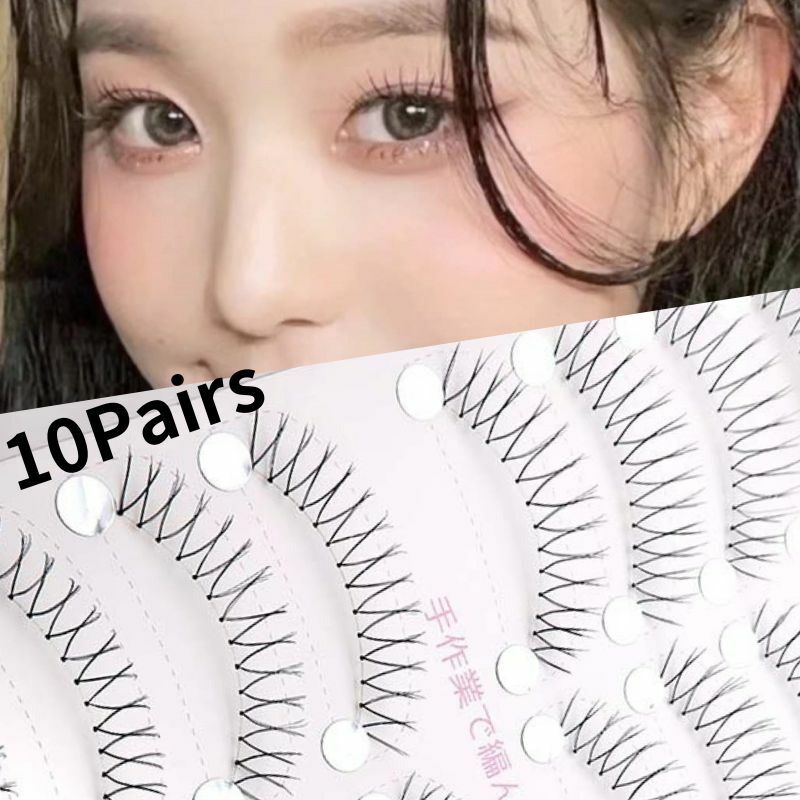10 pasang 3D V berbentuk bulu mata palsu Korea bentuk U bulu mata palsu komik bulu mata bulu mata palsu transparan batang ekstensi bulu mata