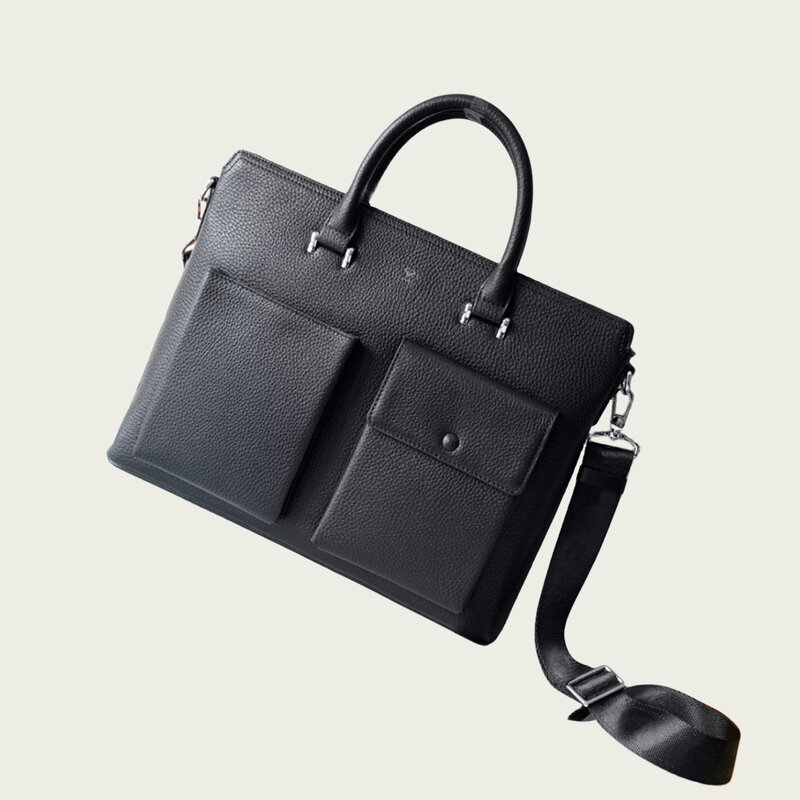 Männer Italien Kalbsleder Aktentaschen Mode Business Umhängetaschen Handtaschen schwarze Laptop tasche mit Schulter