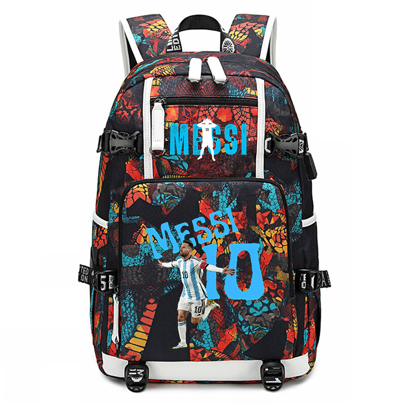 Messi-saco de escola com impresso para menino e menina, mochila casual, saco de viagem ao ar livre, bom para a juventude