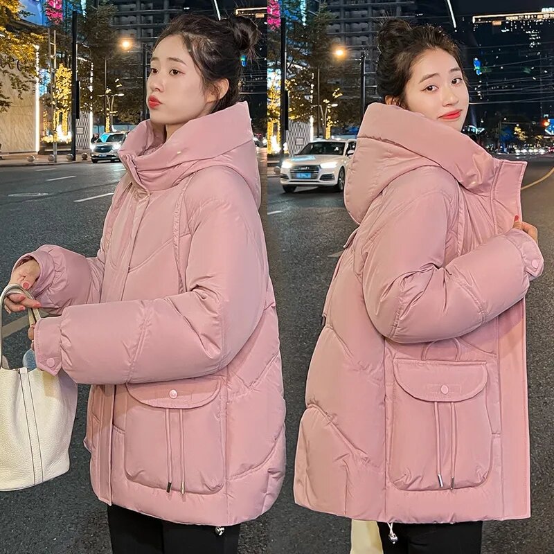 Women's Coat 2023 Autumn/Winter New Cotton Padded Parker Jacket Female Loose Hooded Coat Warm Student Casual Outerwear Short Top