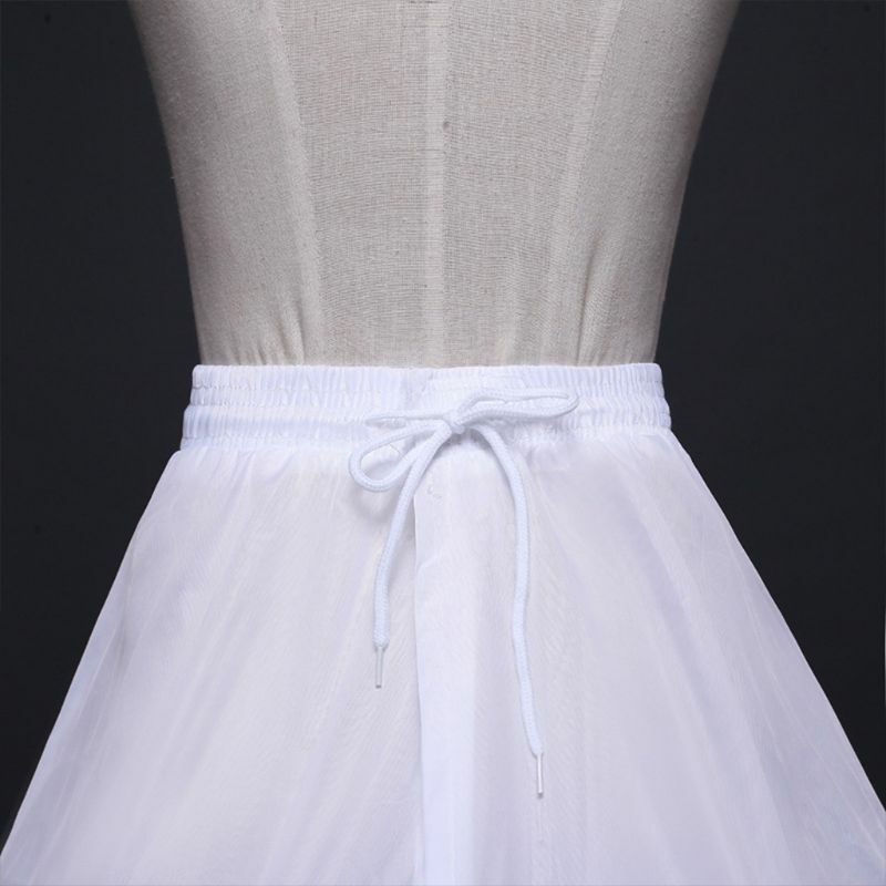 Women 3 Hoops A-Line Petticoat Adjustable Drawstring Waist Wedding Bridal Dress Crinoline Single Layer Ball Gown Underskirt Slip