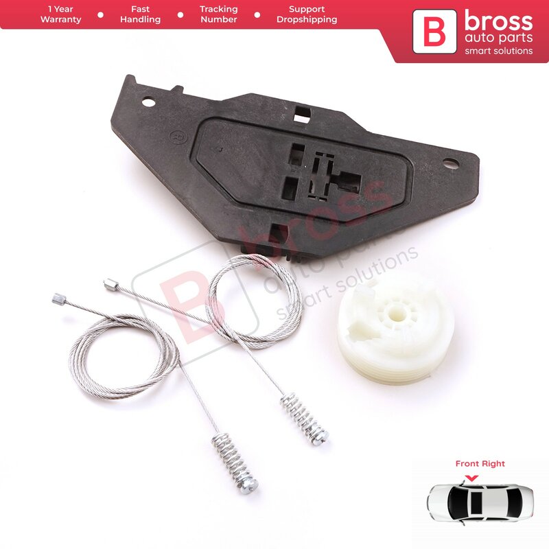 Bross Auto Parts BWR5260หน้าต่างชุดซ่อมด้านหน้าขวา402216EสำหรับCitroen C3 MK2 5ประตู2010-2013. Made Inตุรกี