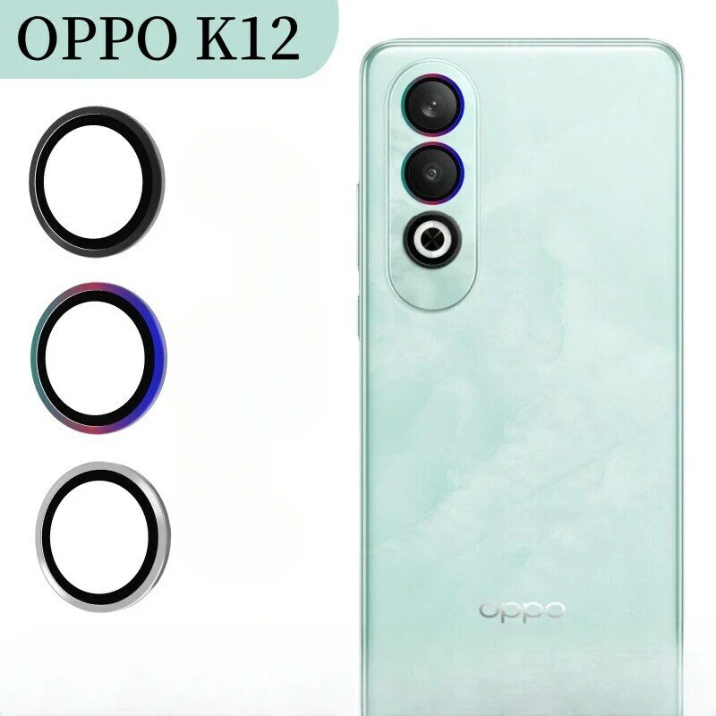 Pelindung lensa kamera belakang OPPO K12, cincin kaca logam belakang untuk Oppo K12 OppoK12 OPPOK12 penutup kaca pelindung OPPOk12